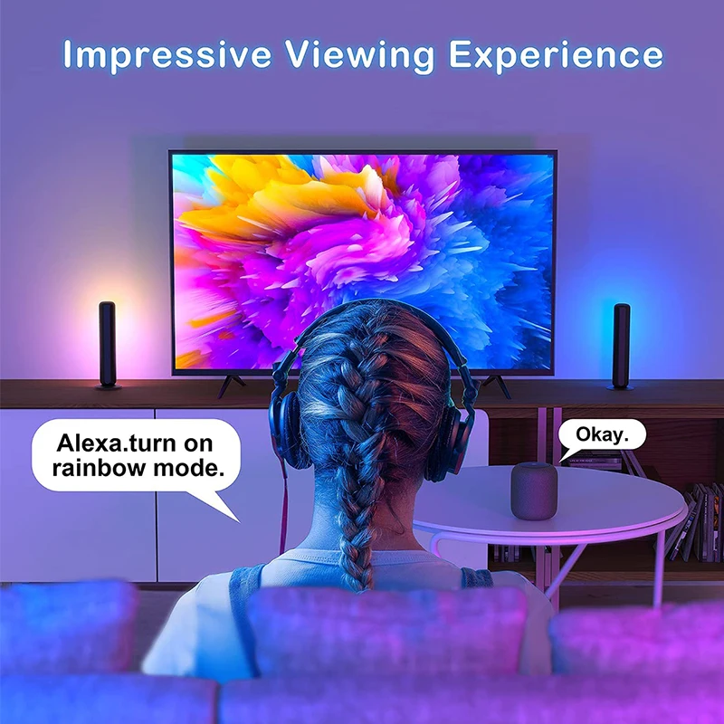 Magic music voice control smart light bars rgb smart wifi led strip lights for phone TV Gaming Movies