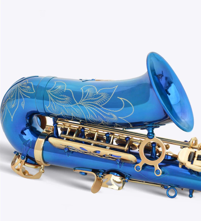 
Blue Gold Lacquer Brass Alto Instrument Accessories Professional Eb OEM China Sax Saxophone Alto 