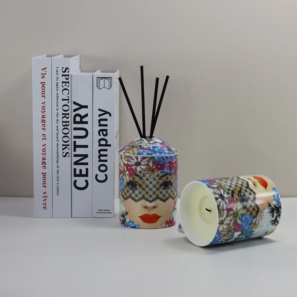 Luxury White Home  Decoration Ceramic Jar DIY Scented Candle Gift Set Lemongrass Soy Candles Private Label Custom