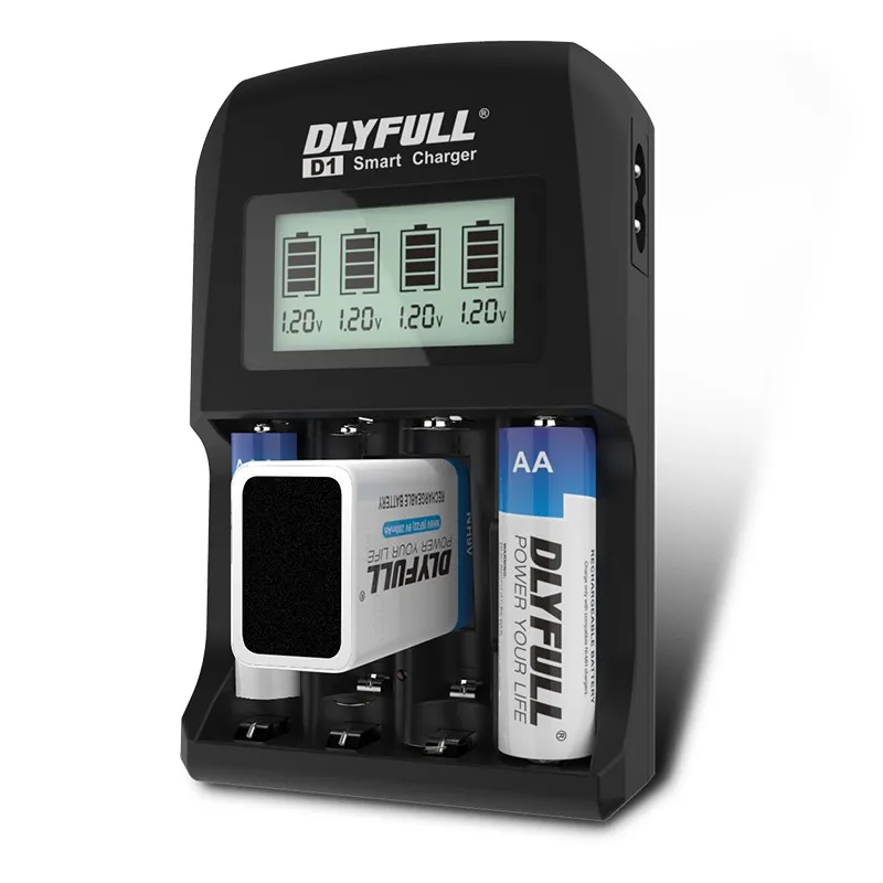 4 slots fast LCD AA AAA 9V smart battery charger