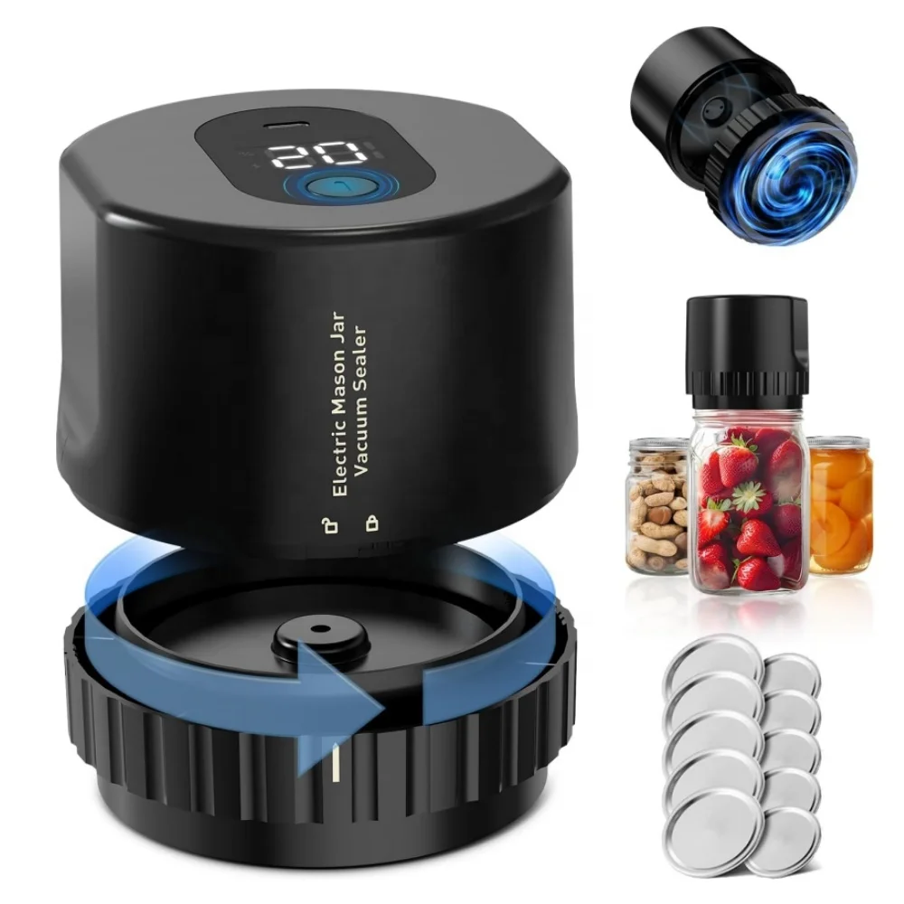 KZ-80 Electric Glass Cans Mason Jar Vacuum Sealer with Wide and Regular Mouth Lids for Mason Jar Cans Vacuum Sealing Machine