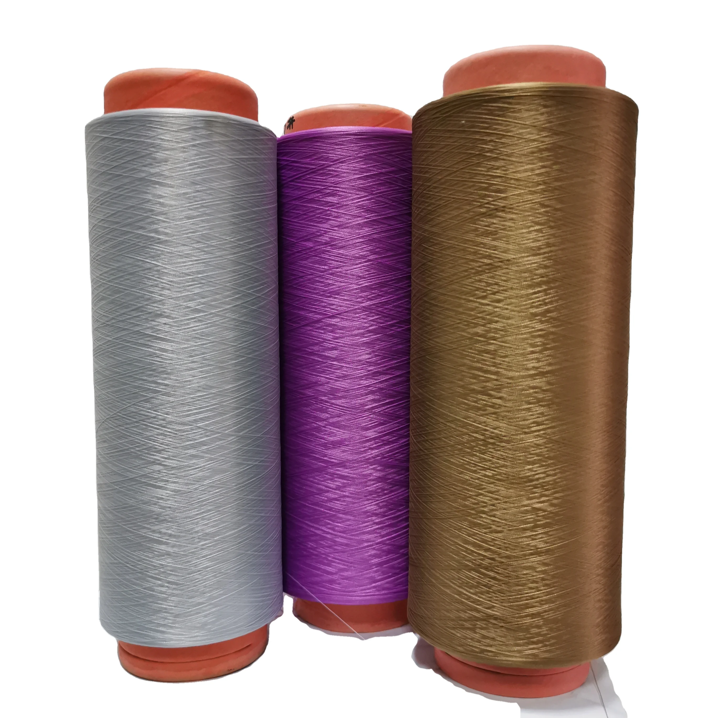 Recycled Polyester DTY 150D/144F anti pilling high color fastness dope dyed yarn for denim fabric