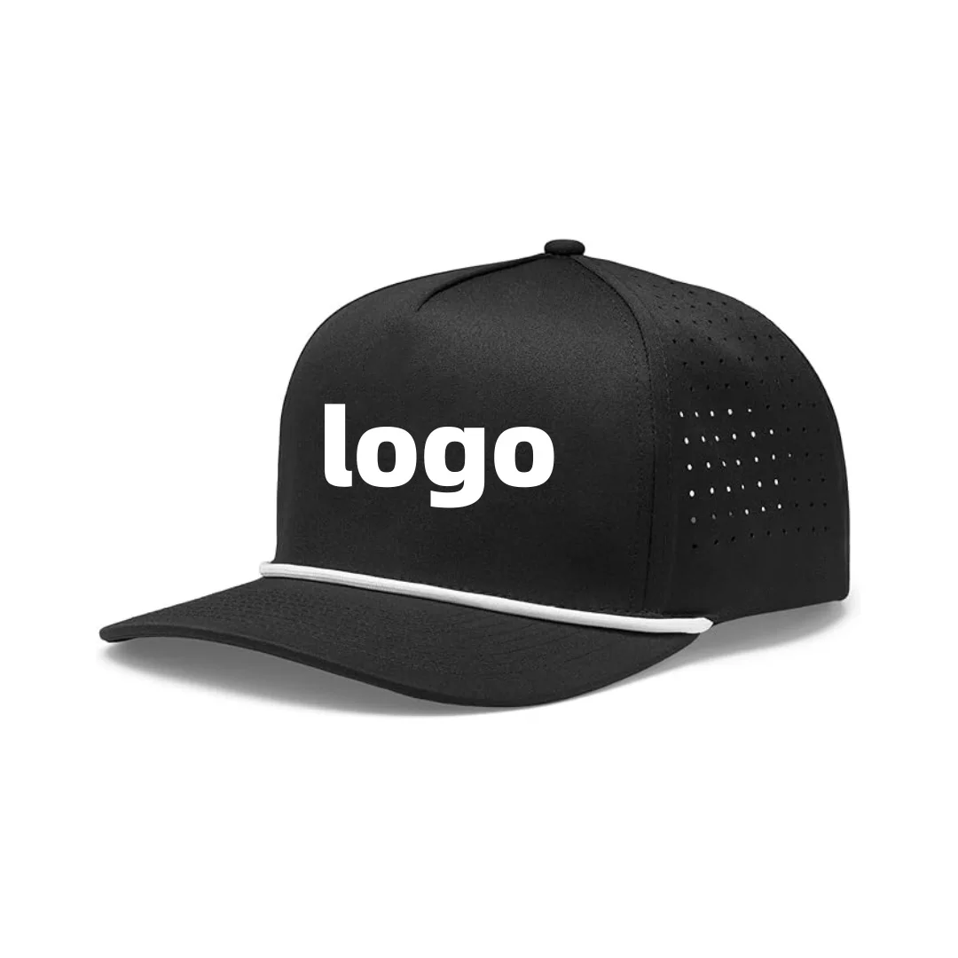 Custom Rubber Logo Golf Rope Hat 5 panel 3D Embroidered Baseball Cap Mesh Blank UFC Golf Hat For Men Snapback For Men DOM102