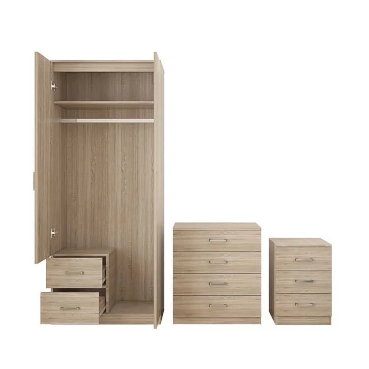 Hot Sale on Amazon Top Quality Modern Double Door and Mirror Household Cloth Closet MDF Wood Bedroom Wardrobe