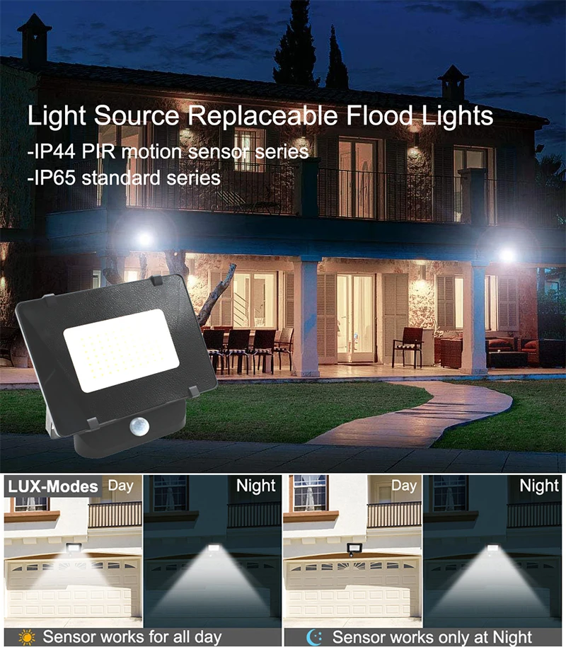 100W 9000lm Security Light Outdoor Motion Sensor, IP44 Waterproof Outside Light with Smart PIR Sensor, Motion Sensor flood light