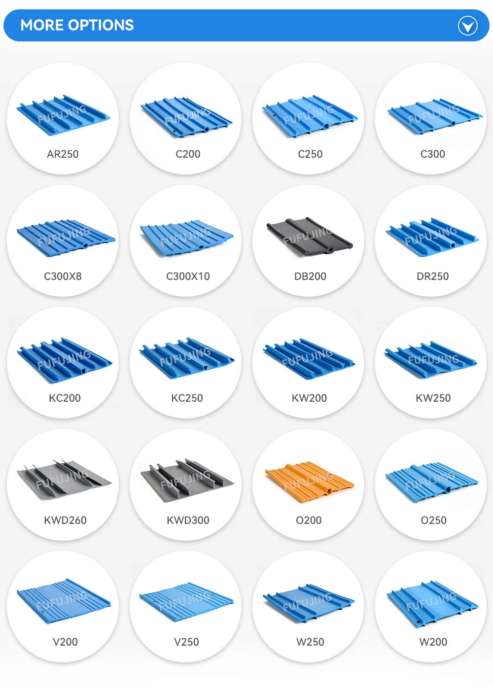 FUFUJING Waterproof Construction Joint PVC Waterstop for Concrete 150MM 200MM 250MM 300MM Internal External Expansion