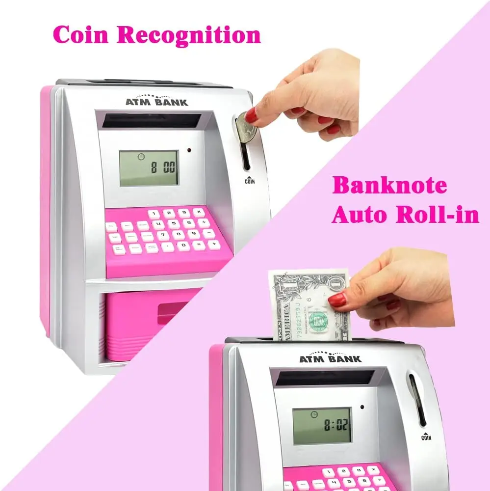 TALKING ATM BANK FOR KIDS digital counting coins and bills atm safe  for kids