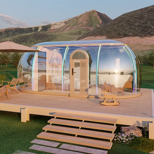 Detachable container bubble tent Camping 4x8m party Tent transparent PC garden house Glamping prefab cabin Pod
