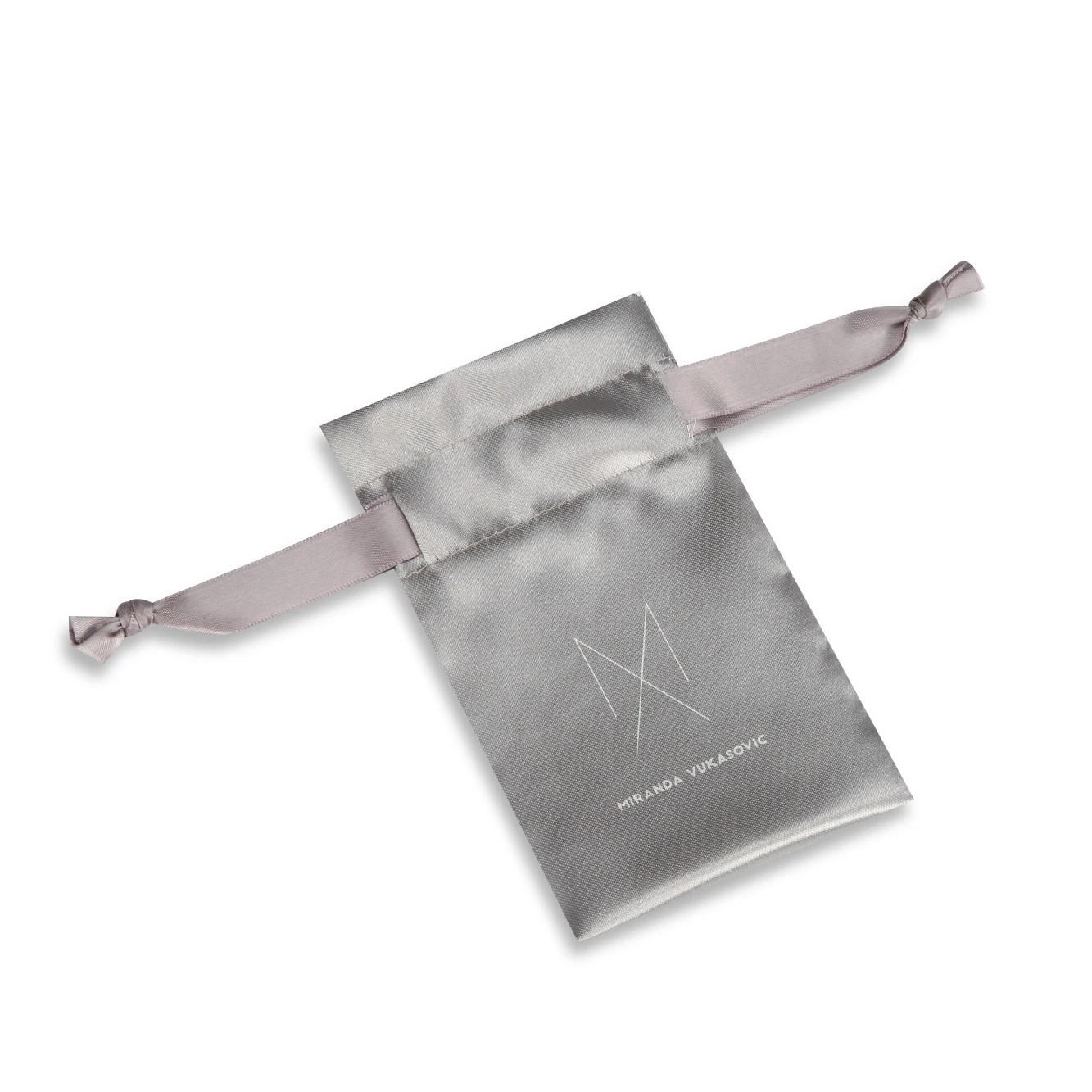 Customized Personalized black canvas cotton drawstring bag with double grosgrain satin ribbon jewelry pouch