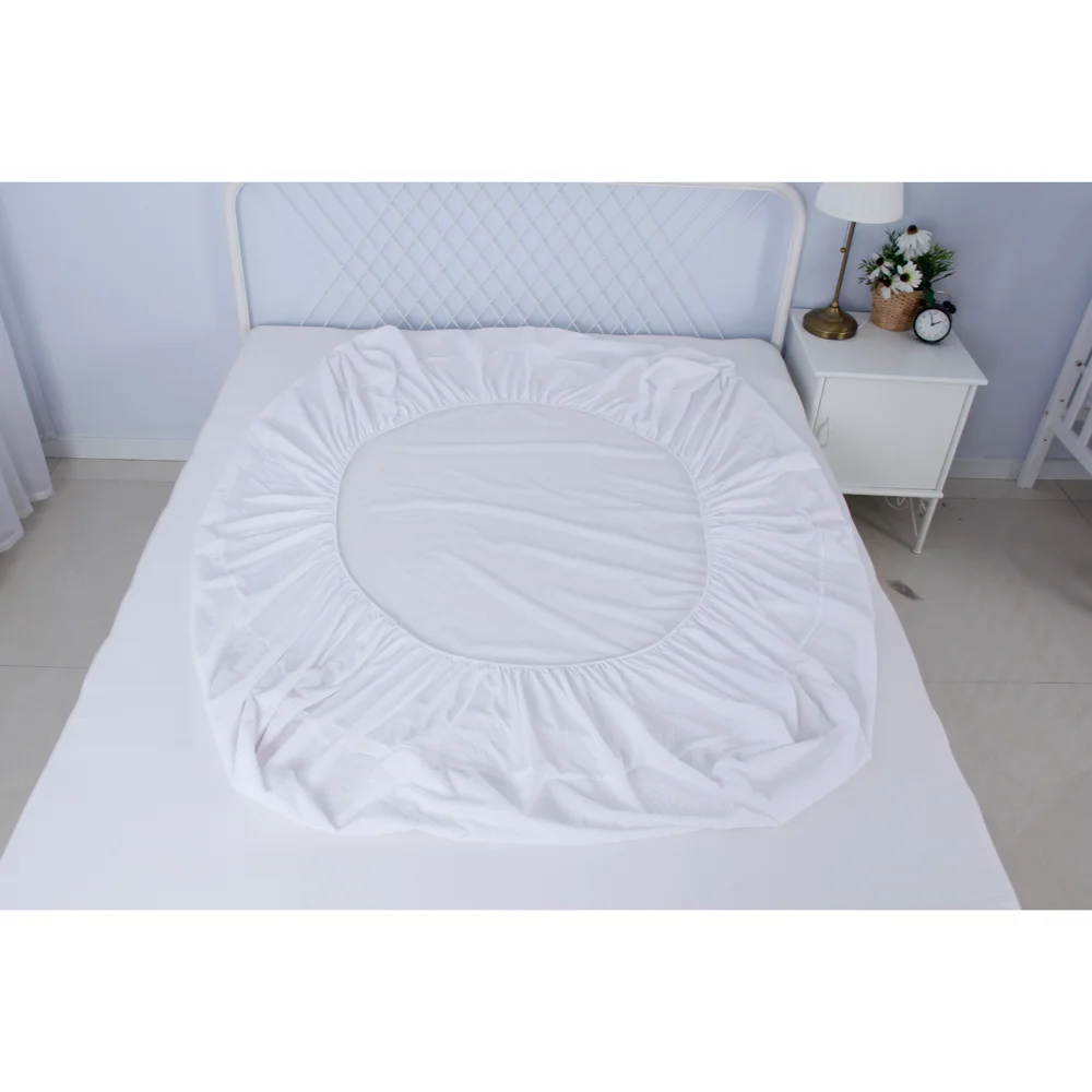 Non Slip Mattress Protector Bed Accessories Mattress Covers Protector Waterproof Bed Sheet White Polyester Fabric Adults Plain