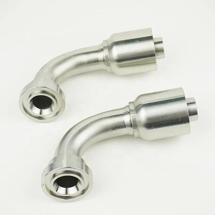 87691-RW 90 Degree SAE Female 6000 Psi Flange Hydraulic Hose Fitting Excavator Pipe Used