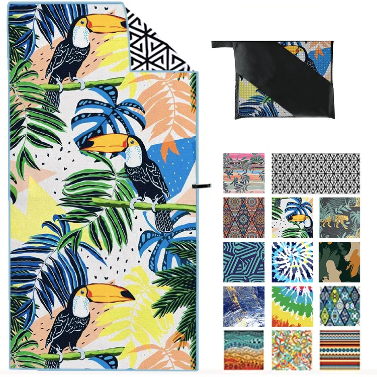  XIAOAO recycled microfiber waffle fabric Australia tesalate beach towel printed custom design double