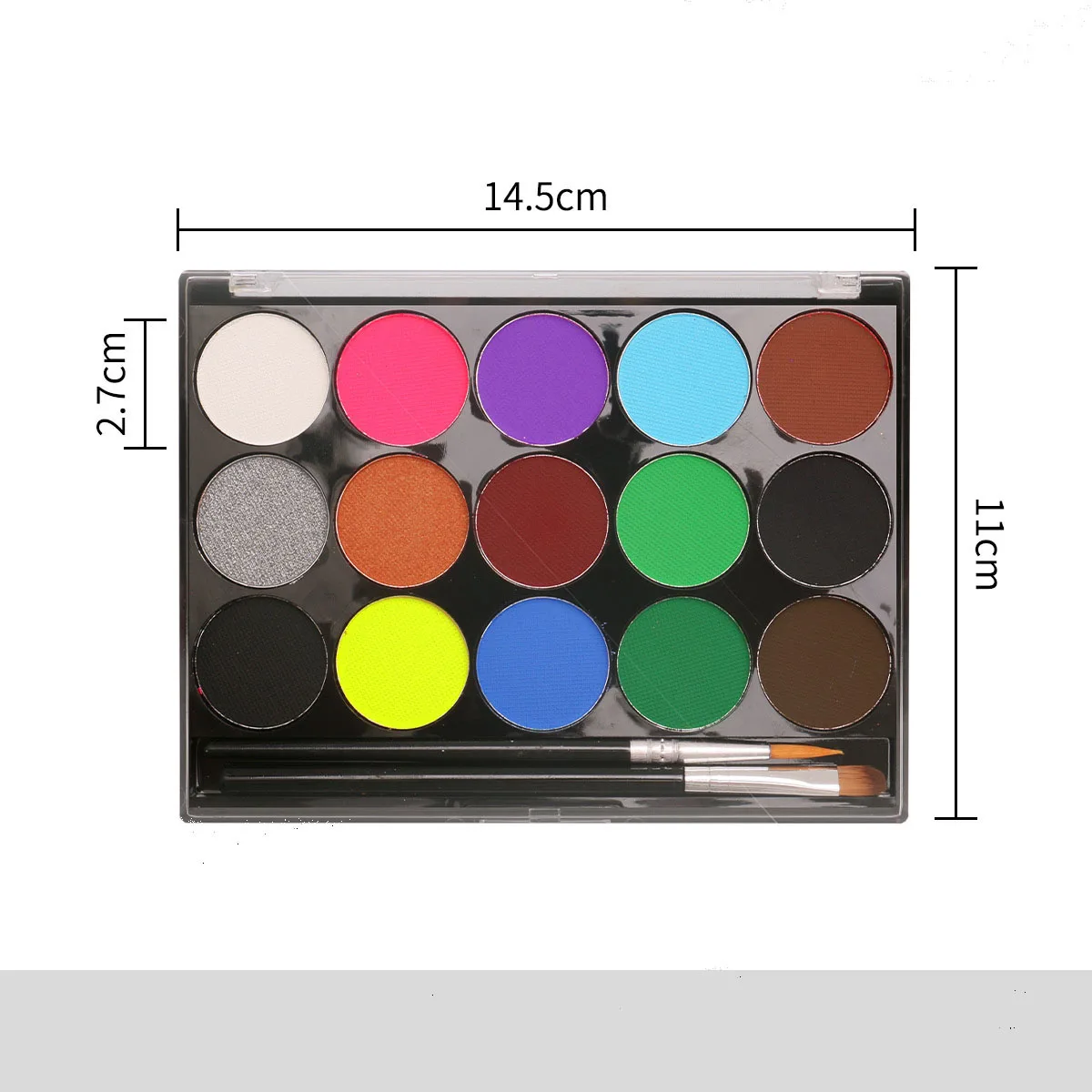 15 Colors Face& Body Paint Pigment Kit With 2 Brushes Water Soluble Drama Face Paint Pigment, Quick-drying Face Makeup Paint