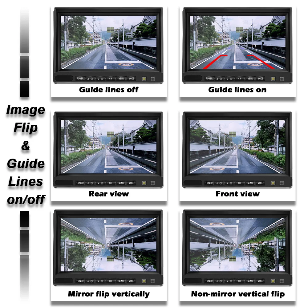 7 Inch Car Monitor Wireless Truck Backup Rear View HD Display and Wifi Reverse Backup Camera for Car RV Bus TV Display Screen