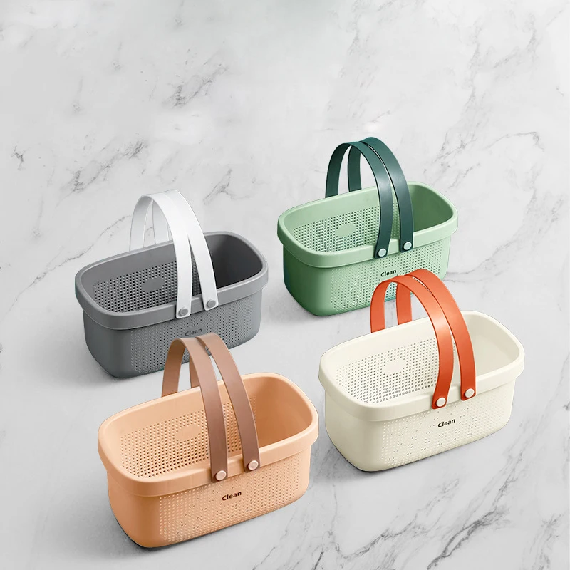 Wholesales Portable Rattan Storage Basket Hard Plastic Storage Box Snack Cosmetic Wash Storage Box