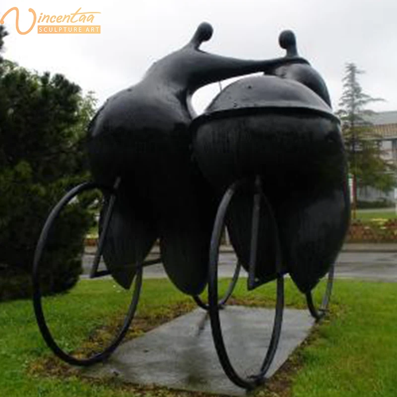 Vincentaa Garden Outdoor Park Decorated With Abstract Bicycle Dancing Fat Woman Bronze Statue