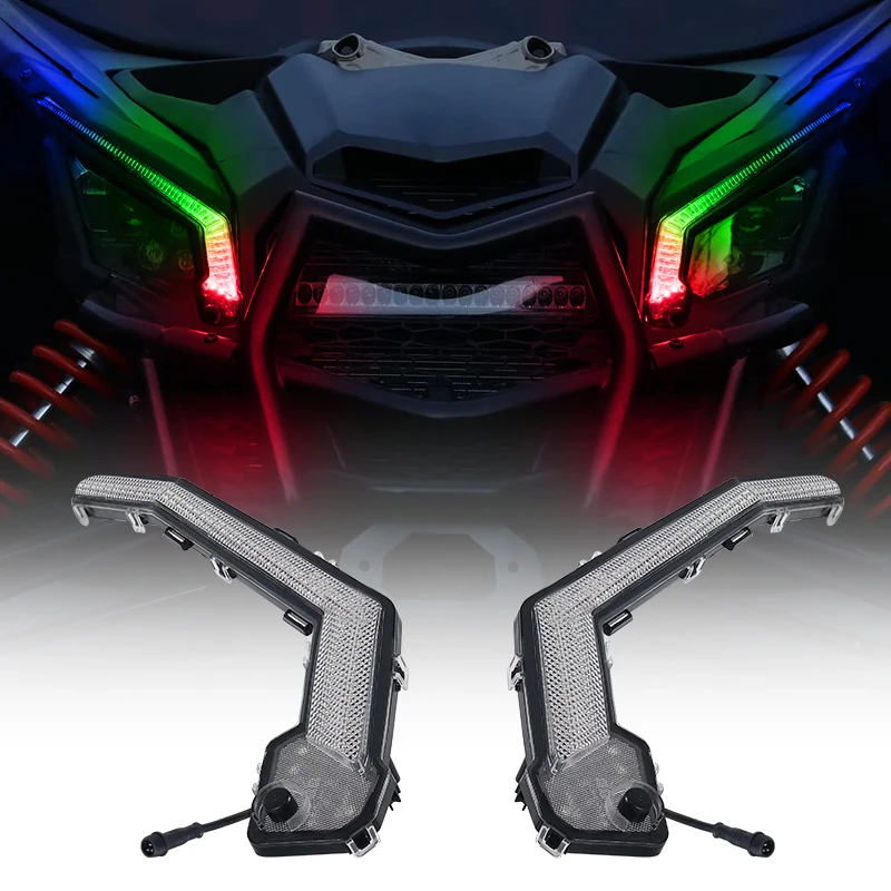 ATV/UTV parts & accessories RGB Headlight Led Front Turn Signature Light Set for Can-Am Maverick X3