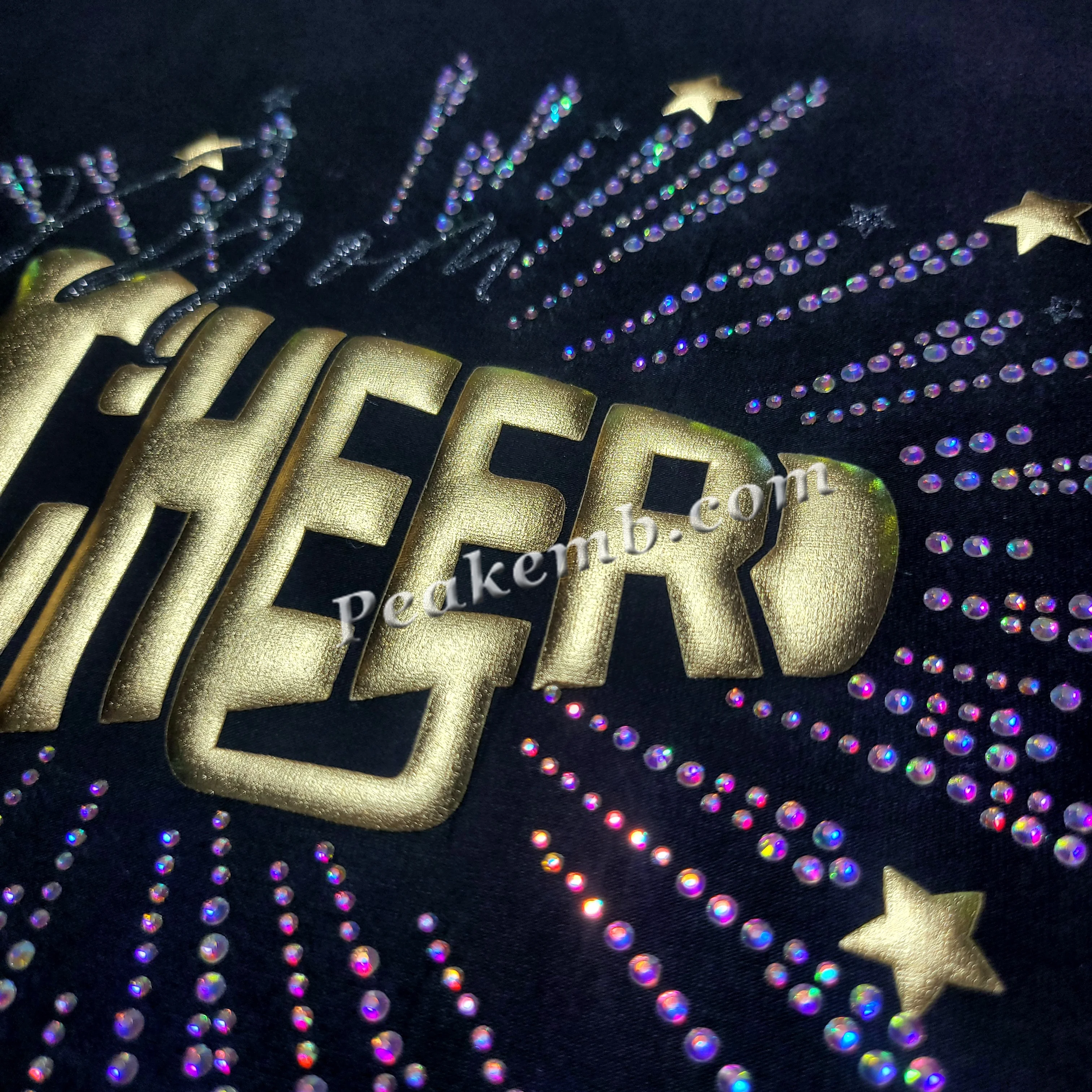Custom Cutting of Material Cheer 3D Puff Heat Transfer Vinyl HTV Sheets Iron on Scatter Rhinestone Transfer