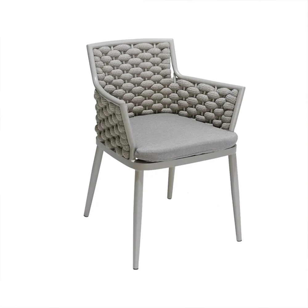 Alibaba outdoor patio garden balcony restaurant furniture set aluminium frame rope chair outdoor garden table and chair set