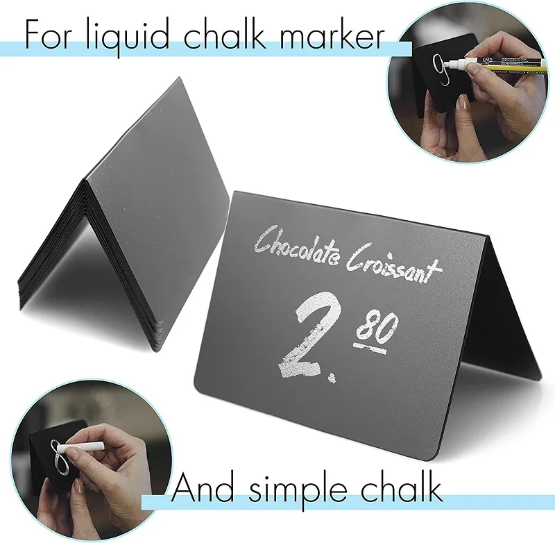 V Shape Message Board Signs Mini Chalkboard Sign Food Labels for Party Sign Board with Easel Stand