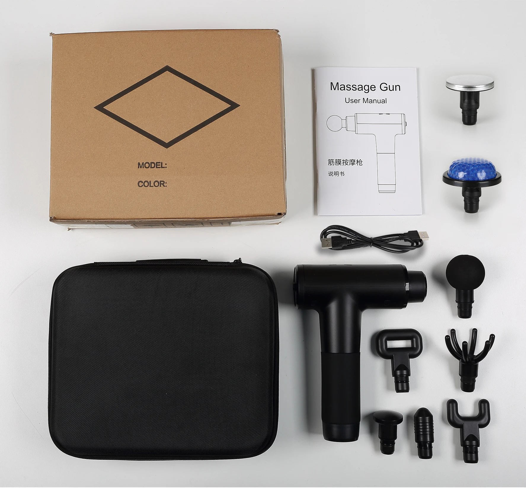 2022 New Model 20 Speeds 2600mAh Lithium Battery Body Muscle Arm Percussion Massage Gun with 8 massage heads