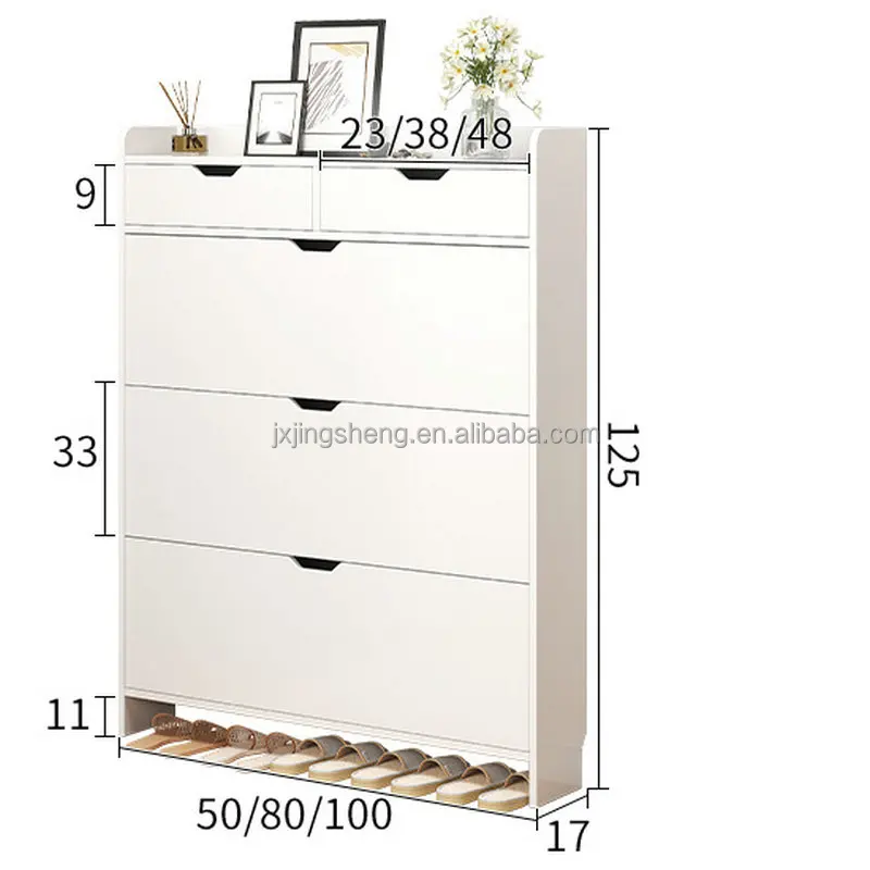 Wooden flip designs living room furniture high quality slim shoe storage cabinet