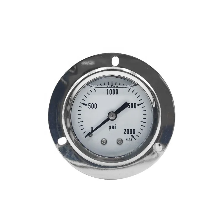 SPR Panel Mount 2000 psi 63mm Front Flange Hydraulic Oil Filled Pressure Gauge