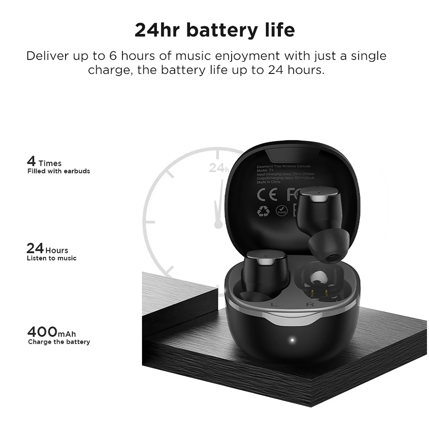 
TWS T3 Mini BT Earphone 5.0 Ultralight Wireless Headset Sports Earbuds Touch Control Handsfree with 400mAh Charging pod 