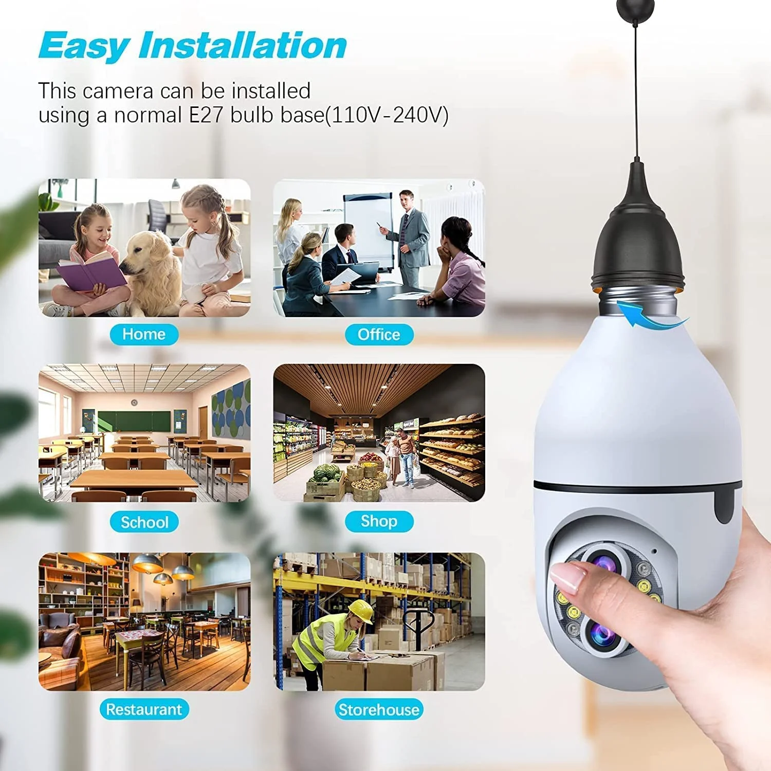 Smart Home Light Bulb Wifi  Camera 360 Degree Pnaoramic Wireless IR Security VR CCTV Camera