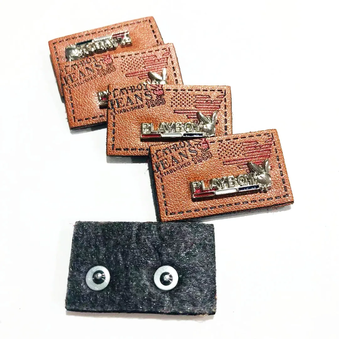 Brand label jeans pu leather patch for garment and jeans