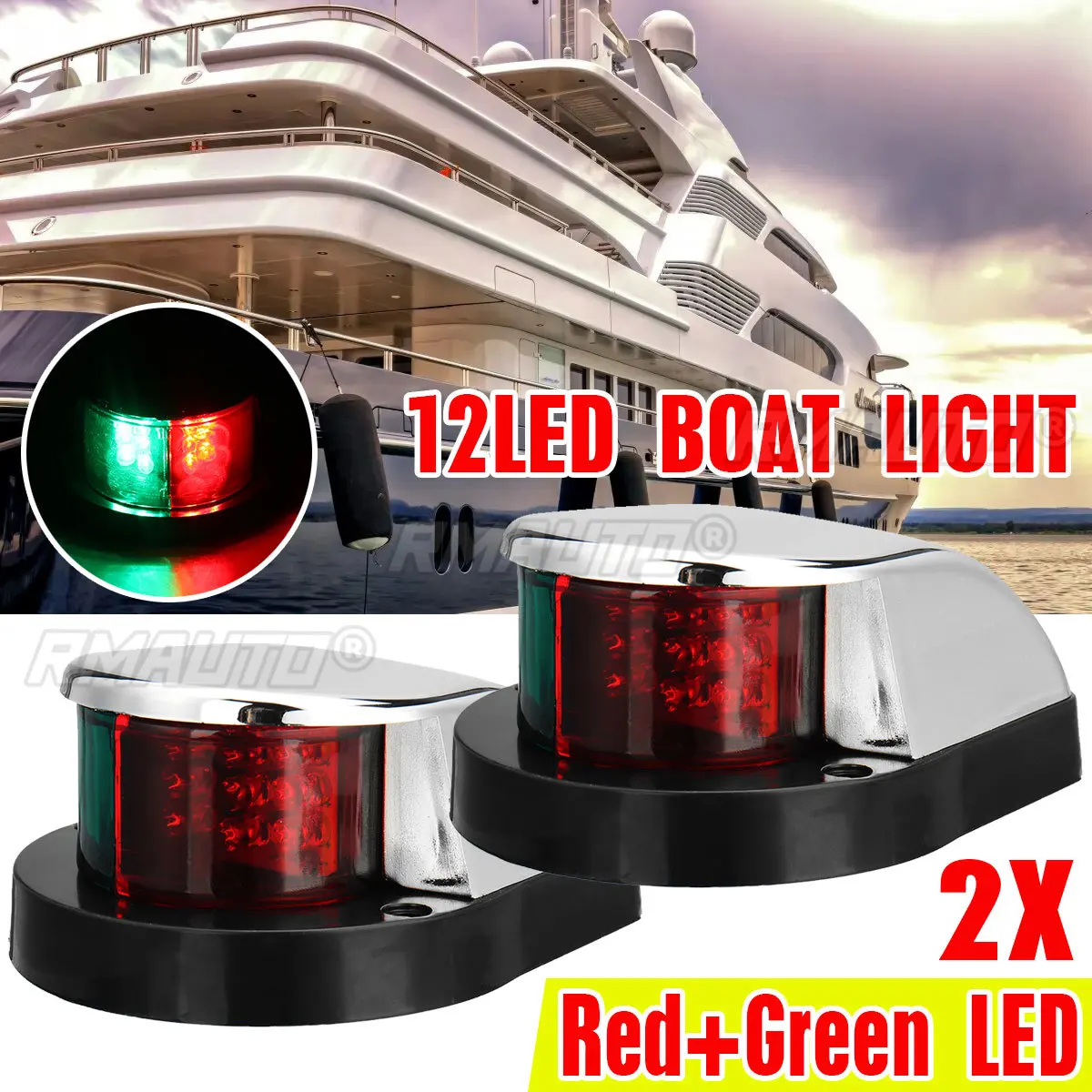 2PCS Red Green 12V LED Running Lights For Boat Navigation Light Sailing Signal Lamp Marine Boat Side Lights Yacht Accessories