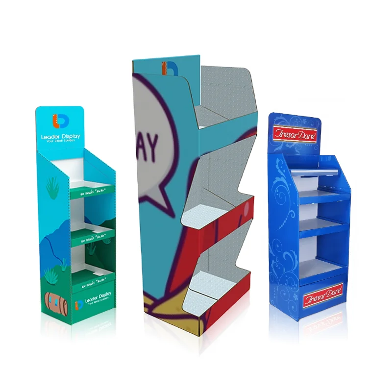 Double Side Printing Floor Corrugated Cardboard Retail Wine Bottle Display Racks For Wine Beer Water