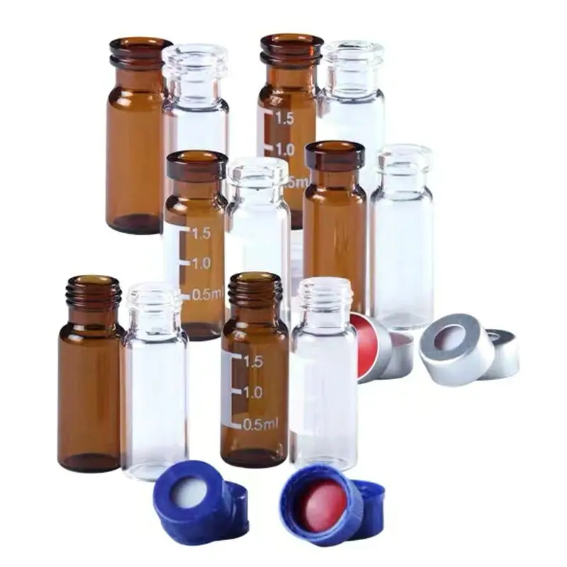 2ml snap amber high recovery glass vial with pp  shim  for hplc and gc instrument
