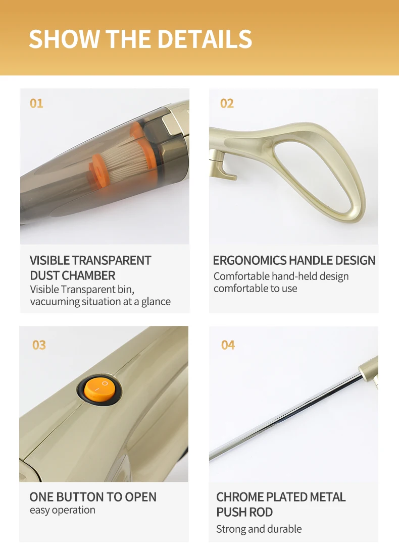 Hot Sale 400W Handheld Upright Vacuum Cleaner Dry Function Bagless for Home & Hotel Use with OEM & US/UK Plug Options