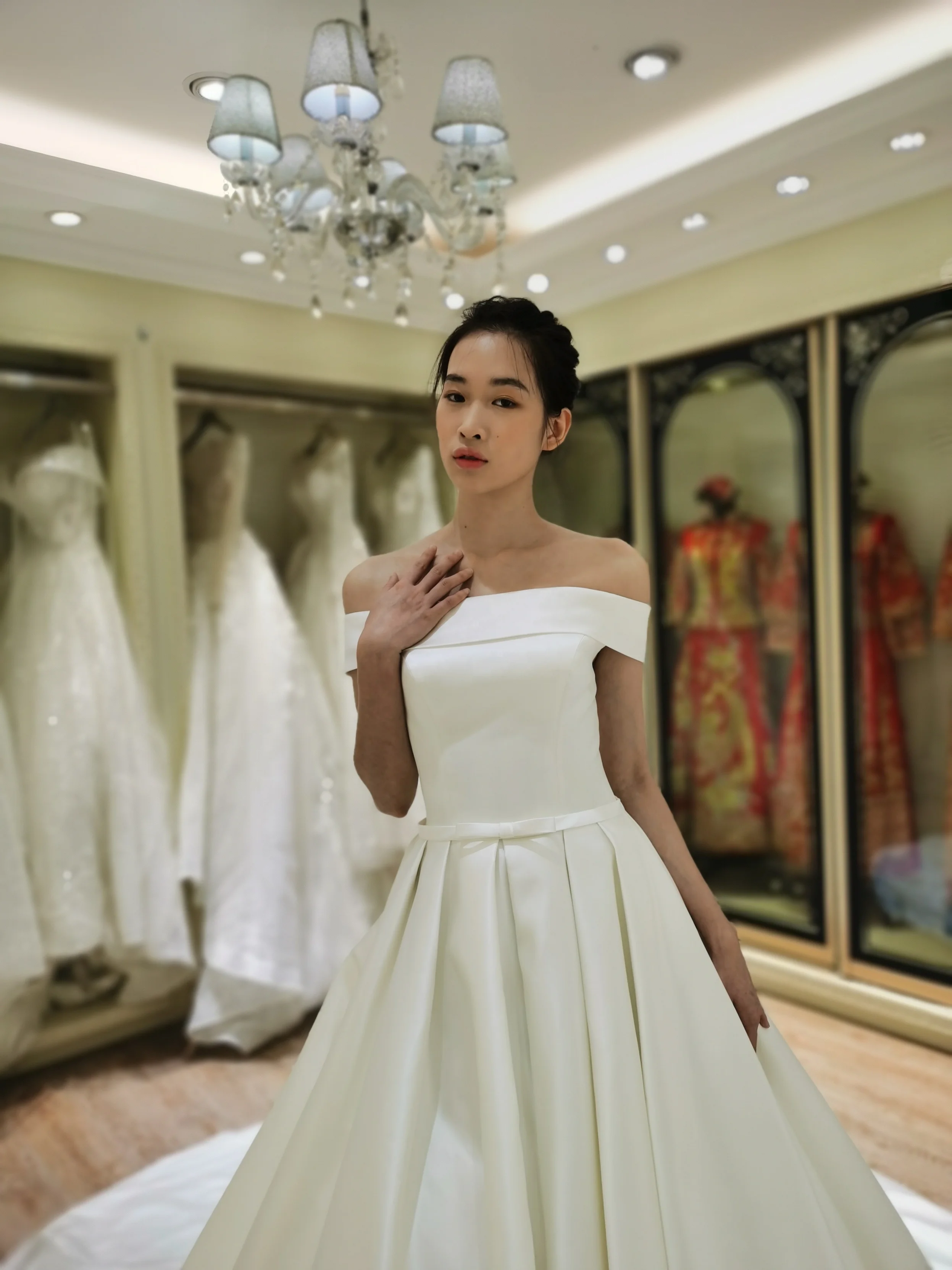 2021 off shoulder simple ball gown satin wedding dress turkey istanbul