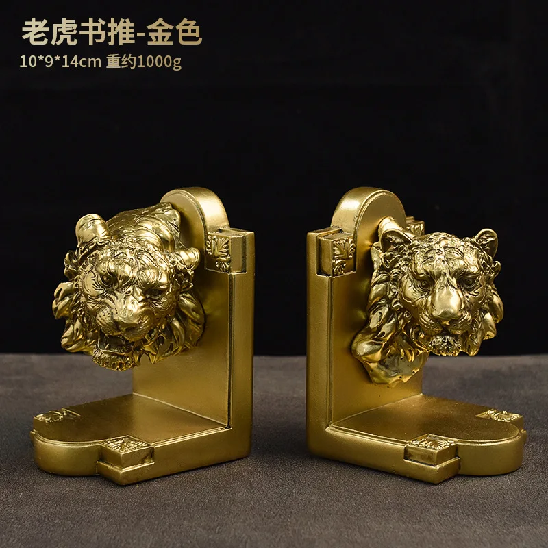 Resin Book Ends for book Shelves animal tiger wolf elephant deer elk head shape Bookends Decorative Rustic globe Bookshelf Decor
