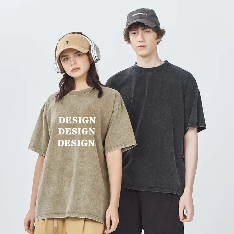 30% Off Prime Quality Oversize Cotton T-Shirts Men Custom Logo 230Gsm Acid Wash Blank T Shirts Custom Heavyweight T-Shirt