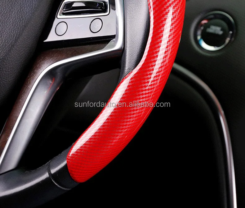 Separated Half Carbon Fiber Car Steering Wheel Cover Non-Slip Steering Cover Protector Anti Dust Washable Interior Accessories