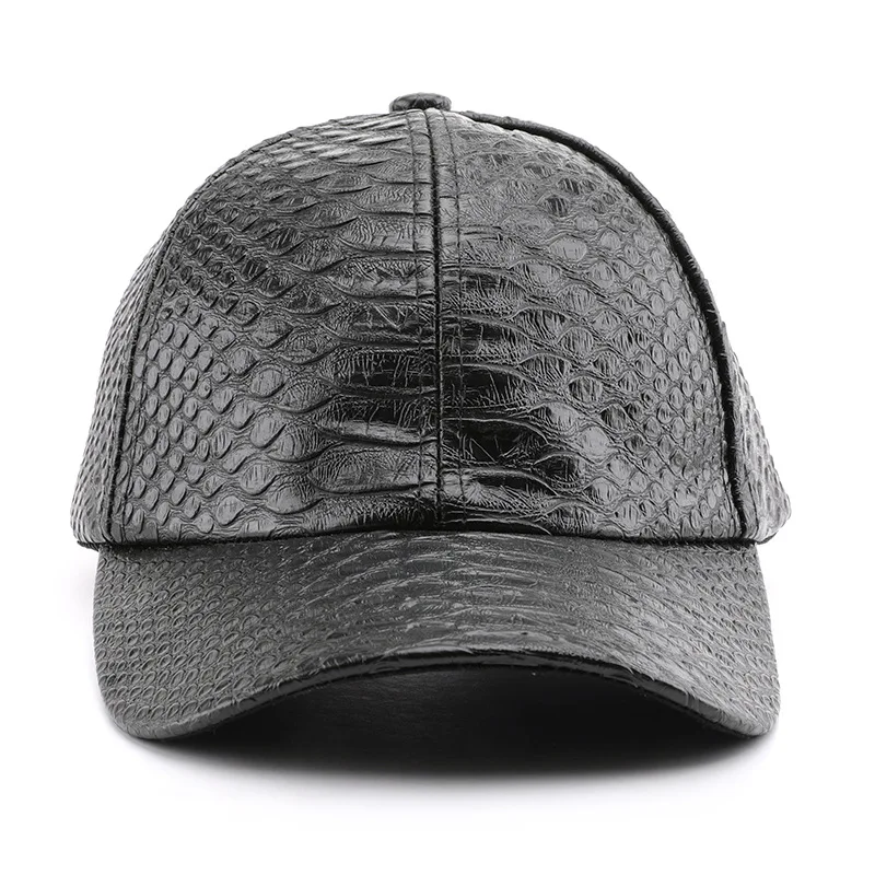 Fashion Mens Crocodile Pattern Baseball Cap PU Leather Hats for Women Adjustable Outdoor Sports Hats Solid Low Profile Dad Hat
