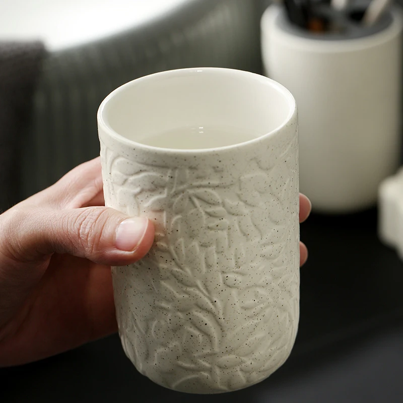 
Wholesale custom bathroom ceramic mouthwash water cup Manufacturer colored glaze ceramic mug, household 300ml 10oz 