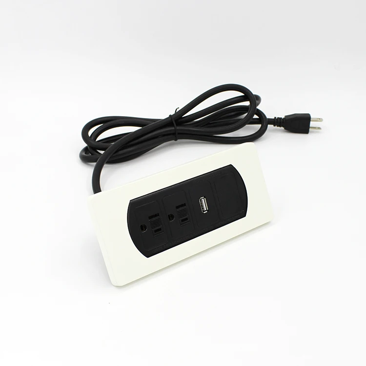
US/Canada power outlets strip electric sockets plug for table top desktop headboard furniture with USB metal plate multi color 