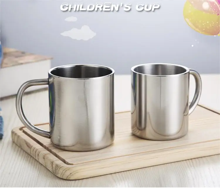 Double Wall Stainless Steel Mug Customized Logo Name 304 Student Beverages Cup Kindergarten Student Water Metal Cups