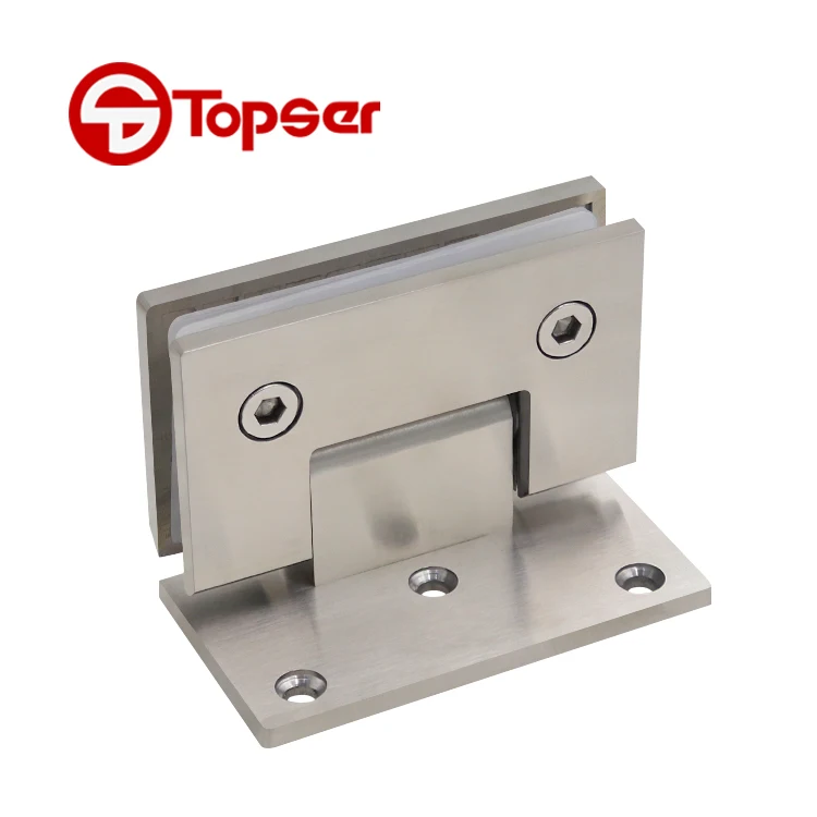 Bathroom 90 Degree Stainless Steel Five Hole Offset Back Plate Wall to Glass Shower Door Pivot Hinge