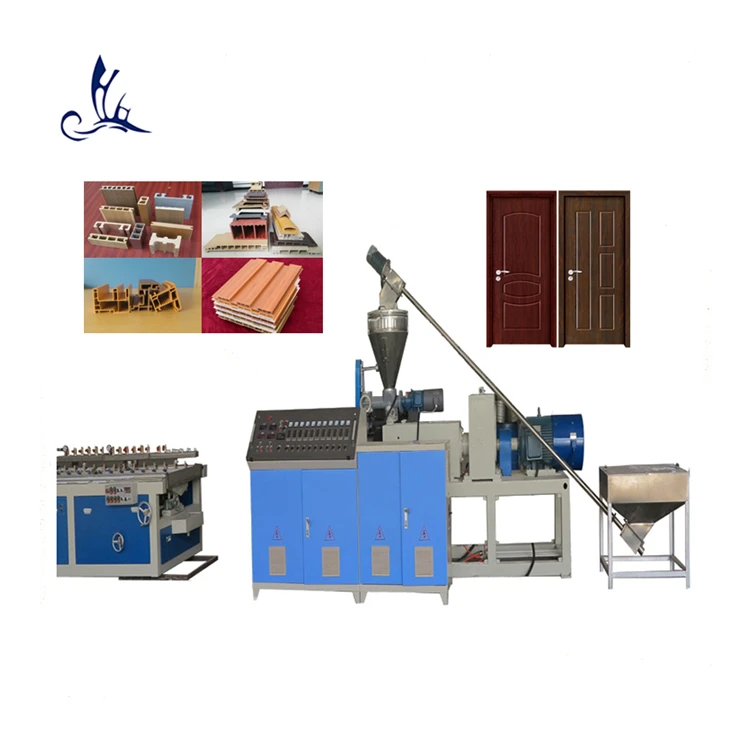Автоматический конический двухшнековый экструдер, пластиковый профиль PE PVC WPC, полый твердый пол, широкая дверная панель, машина для производства киля