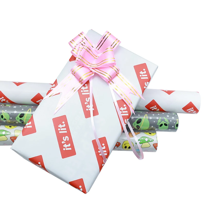 Factory sale gift wrapping paper CMYK printing roll paper golden printing paper