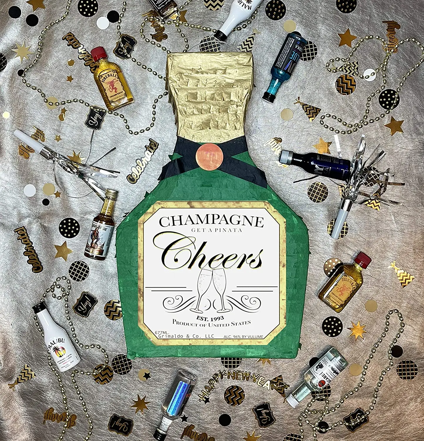 Partycool Bottle Shaped Pinata With Stick Handmade Decoration Cheap Prop Paper Adults Pinata New Years Birthday Party Favor