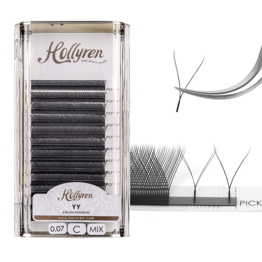 Eyelash Extensions W Y Y Shape Double Hand Woven Premium Soft Natural Mesh Net Triple Tips Eyelash Extensions