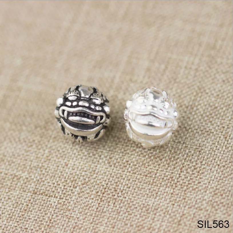 Sterling Silver Pixiu Beads Sterling Good Fortune Pixiu Beads 925 Silver Lion Beads SIL563