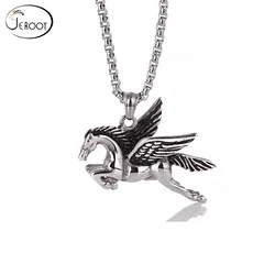 Pegasus pendants punk necklace men retro Zodiac Titanium horse necklace
