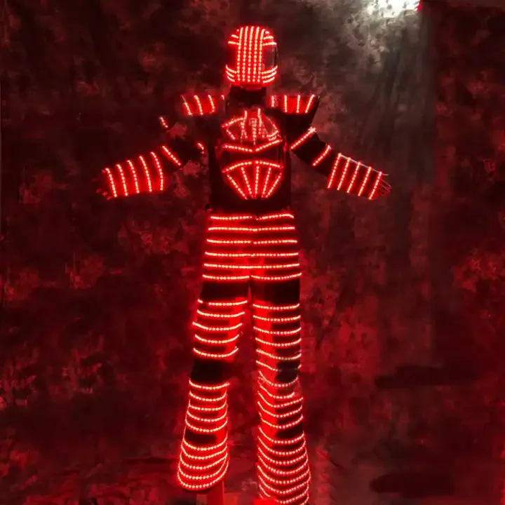 FUNTOYS Luminous Robot Dance Costumes LED Costume Light Suits Programming Controller Sets Helmet Halloween Cosplay Nightclub